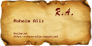 Roheim Aliz névjegykártya